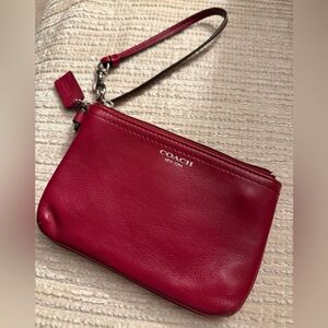 Coach New York Cherry Red Leather Wristlet 6x4 with Hangtag